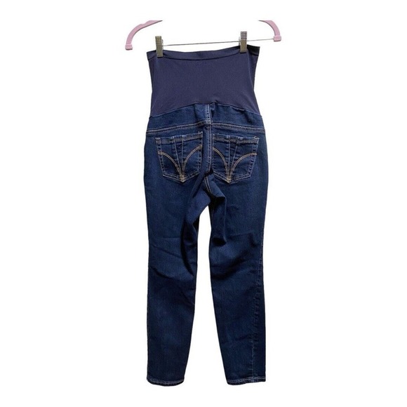 Indigo Blue Maternity Jeans Petite Extra Small Skinny Ankle Dark Wash - Picture 2 of 2